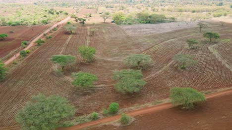 Drone-Mavic-Air-2-Fluyendo-Sobre-La-Colina-En-La-Zona-Desértica-De-La-Sabana-Africana