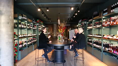 Small-group-of-3-women-taste-testing-different-wine-inside-inner-city-wine-bar