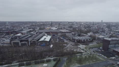 Aerial-view-over-Bochum-city,-Germany