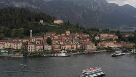 Aerial-of-beautiful-skyline-of-Bellagio,-a-beautiful-city-on-the-shores-of-Lake-Como