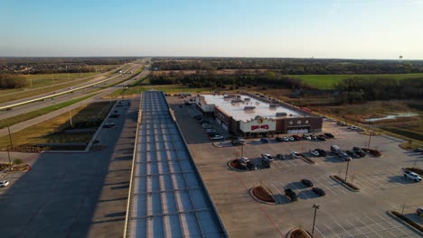 Aerial-footage-of-the-Melissa-Buc-ees-located-in-Melissa-Texas