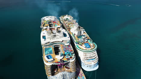 Revealing-drone-shot-of-the-Wonder-Of-The-Seas-Royal-Caribbean-cruise-ship-at-dock