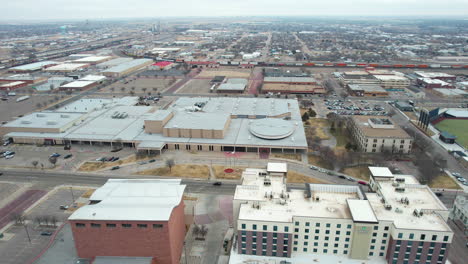 Vista-Aérea-Del-Centro-De-Amarillo,-Texas-Usa,-Ayuntamiento-Y-Complejo-Del-Centro-Cívico