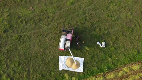 After-the-paddy-is-released-by-the-machine,-they-are-being-done-in-one-place