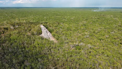 Coba-Maya-Ruins-Aerial-Drone-Fly-Above-Top-Notch-View-Yucatan-Peninsula-Mexico-Quintana-Roo
