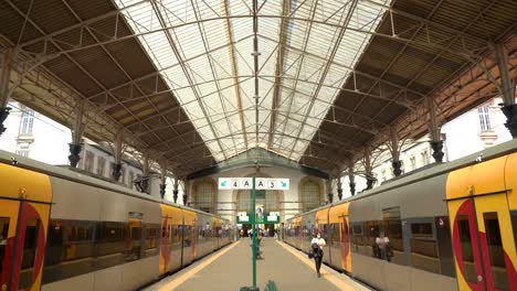 Two-Trains-Stationed-in-Sao-Bento-Railway-Station