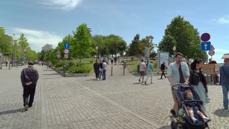 People-Walking-at-the-Entrance-to-Jardim-do-Morro-in-Portugal