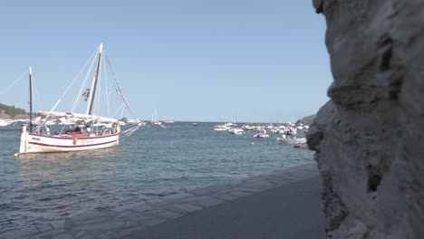 sea-pier-view-in-Costa-Brava,-Cadaques,-Spain-on-June-2,-2022