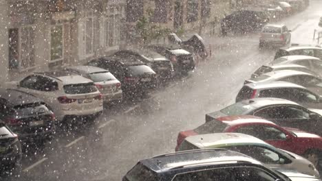 Massive-rain-at-summer-in-urban-Budapest-in-slow-motion