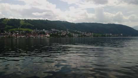 Flight-over-the-water-of-lake-Zug