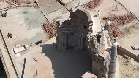 Aerial-View-Of-Baha'al-Halim-Tomb-In-Northwest-Corner-Of-Uch-Sharif-In-Punjab