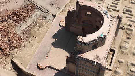 Aerial-Overhead-View-Of-Ustad-Nuriya-Tomb-At-Uch-Sharif