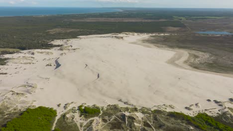 Aerial-view-of-large-sand-dunes-in-the-middle-of-Denmark's-forest