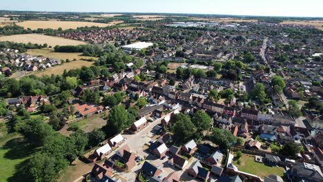Hadleigh-town-Suffolk,-UK-drone-aerial-view-summer-4K-footage