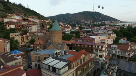 Historic-District-Of-Tbilisi-Old-Town-In-Georgia---aerial-drone-shot
