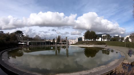 Time-lapse-of-Edward-VII-park-restaurant-in-Lisbon,-Portugal