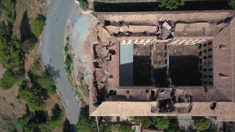 Aerial-view-of-a-monastery-in-ruins