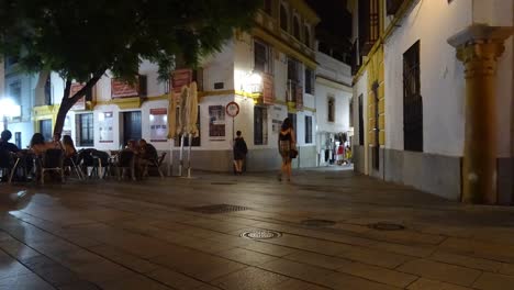 Concurrida-Calle-Peatonal-En-El-Casco-Antiguo-De-Córdoba,-España,-Durante-Una-Noche-De-Verano
