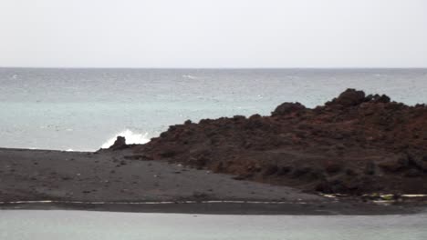 Coastline-with-black-sand-in-Lanzarote
