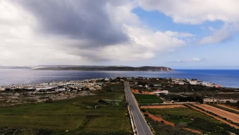 Hyperlapse-drone-video-from-Malta,-Mellieha,-road-to-Armier-Bay