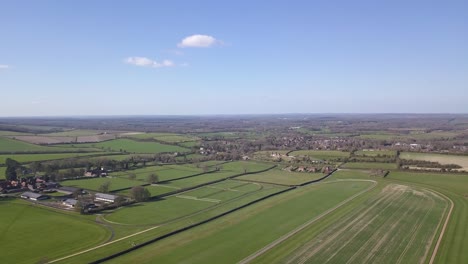 Aerial-view:-spring-countryside-setting-over-Hampshire