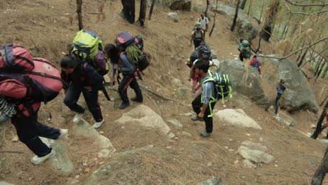 Montañeros-Del-Himalaya-De-Un-Instituto-De-Formación-De-Montañismo-En-Su-Camino-Hacia-El-Sendero