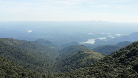 Establishing-aerial-shot-of-a-rainforest-tropical-mountain,-Brazil,-South-America