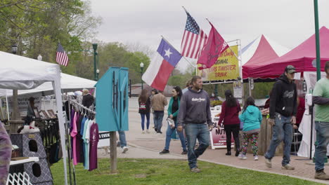 La-Gente-Camina-Entre-Las-Cabinas-Durante-El-Festival-Dogwood,-Siloam-Springs,-Arkansas