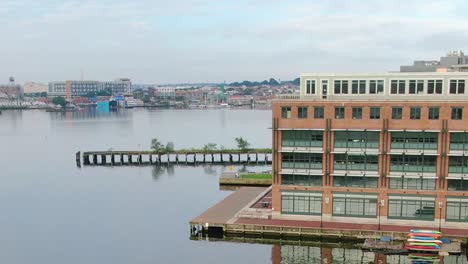 Overcast-day-over-the-Inner-Harbor,-Baltimore