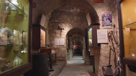 Exhibits-And-Interior-Of-Wine-Museum-Of-Paris-In-Square-Charles-Dickens,-Paris,-France