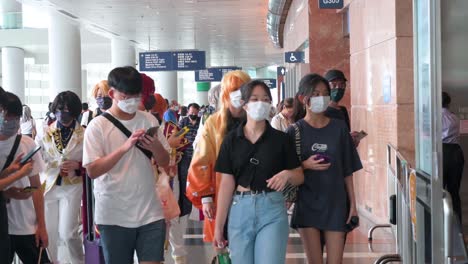 Visitors-and-participants-dressed-up-as-cosplayers-are-seen-during-the-Anicom-and-Games-ACGHK-exhibition-event-in-Hong-Kong