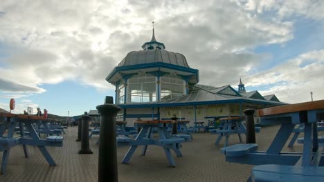 Llandudno-silver-spier-pier-pavilion-Victorian-promenade-landmark-locked-shot