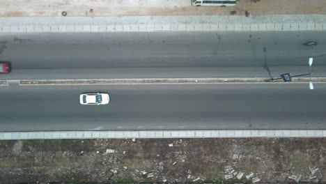 Victoria-Island-Lagos,-Nigeria---20-Feb-2022:-drone-view-of-cars-and-traffic-on-Ahmadu-Bello-Way,-Victoria-Island-Lagos