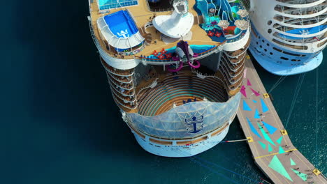 Drone-shot-of-the-aft-of-the-Wonder-Of-The-Seas-Royal-Caribbean-cruise-ship-at-dock