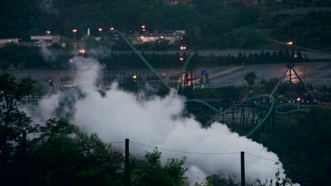 Smoke-coming-from-the-US-Steel-Edgar-Thomson-steel-plant-in-Braddock,-Pennsylvania-by-night