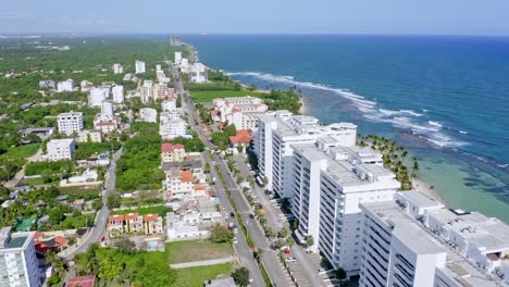 Tropical-seafront-property-on-Caribbean-coast,-Marbella-Juan-Dolio