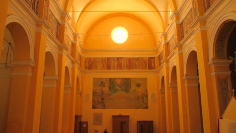 Nave-Interior-View-From-The-Altar-In-The-Abbey-Of-St-Maria-del-Monte-In-Cesena,-Northern-Italy