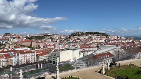 Lisbon-cityscape-from-Santa-Catarina-viewpoint,-Portugal