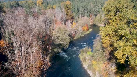 drone-shot-over-river-in-autumn-with-man-fly-fishing