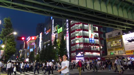 Lapso-De-Tiempo,-La-Gente-En-La-Distancia-Cruza-La-Calle-En-Akihabara