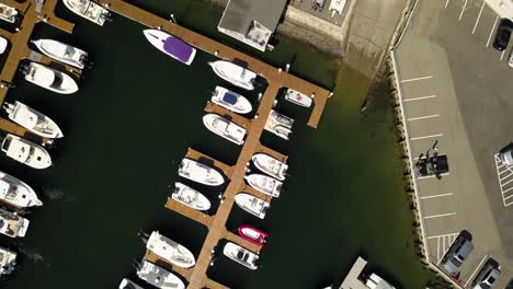 Aerial-view:-boats-and-yachts-moored-at-harbour