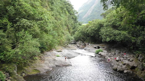 Aerial-flight-along-a-river-and-waterfalls-near-Grand-Galet-Falls-at-the-Cascade-Langevin-on-the-island-of-Réunion