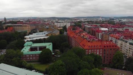 Aerial-view-recorded-from-Korsvagen-in-Gothenburg,-Sweden