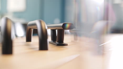 Close-up-slide-orbit-of-different-modern-door-handles