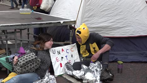 Extinction-Rebellion-Demonstranten-Schließen-Sich-In-London,-Großbritannien,-Zusammen