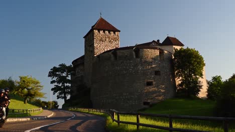 Liechtenstein,-Vaduz-Castle-in-warm-evening-light