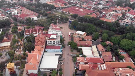 Aerial-View-of-a-Street-Heading-in-to-Siem-Reap