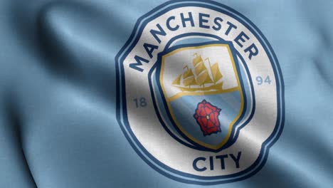 4k-closeup-animated-loop-of-a-waving-flag-of-the-Premier-League-football-soccer-Manchester-City-team-in-the-UK