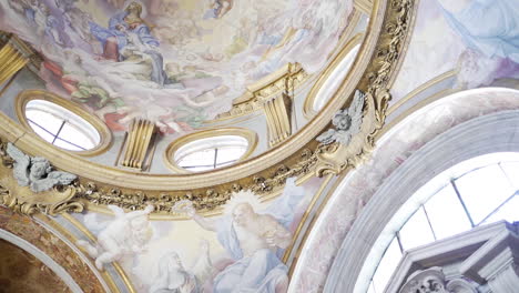 Panning-past-beautiful-ceiling-artwork-inside-Roman-church