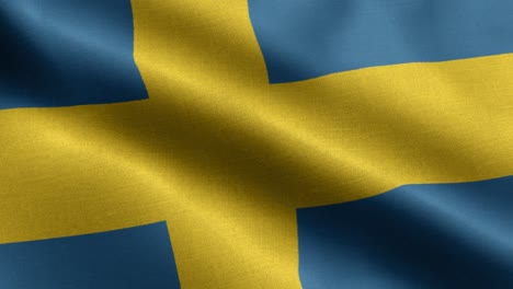 Primer-Plano-Ondeando-Lazo-4k-Bandera-Nacional-De-Suecia